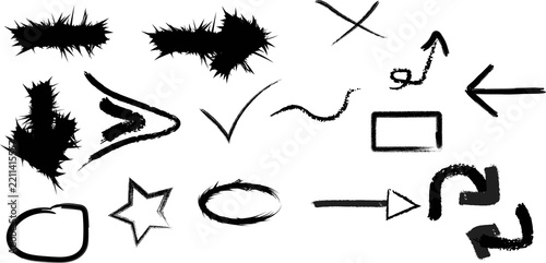 Hand Drawn Grunge Arrow and Mark Vector Collection Set