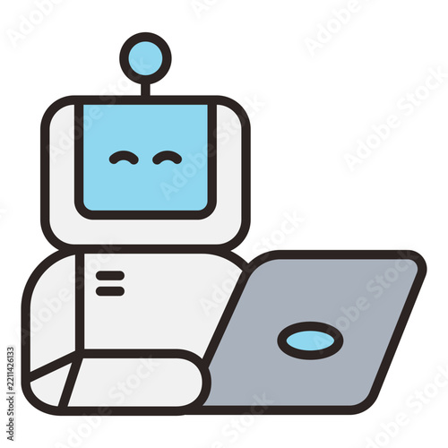 AI Assistant Working on Laptop Icon