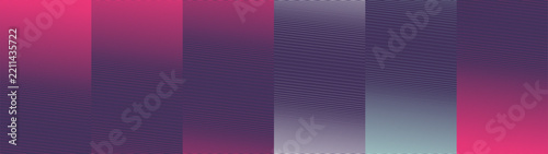 Abstract digital optical fluid transition of dense moire ripple patterns, Structured purple geometric halftone layout vertical banner with vibrant magenta striped paths, distorted pink wave forms