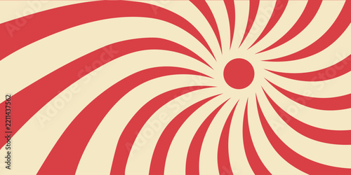 Groovy round wave xmas background in hippie retro vintage style. y2k psychedelic poster with abstract geometric, swirl, radial spiral shape. Vector stock illustration for design template comic art. 