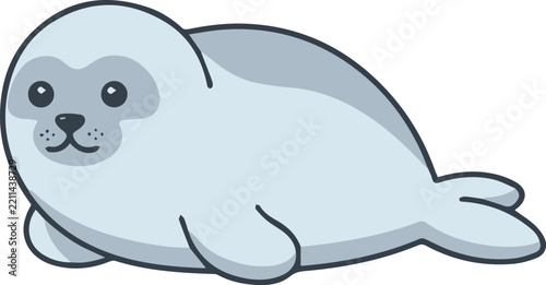 Cute baby seal illustration isolated on white background for winter