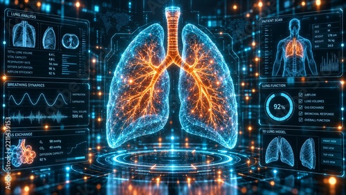 Digital medical interface with human lungs scan and health data