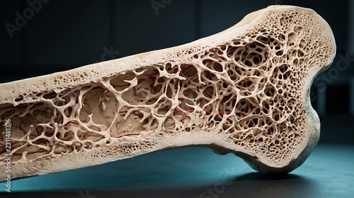 Cross Sectional View of Human Bone Structure Showing Trabecular Bone and Marrow Cavity