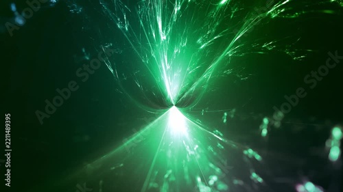 green laser light beams converging at focal point - energy, power, technology, science, research, internet, performance, productivity, efficiency, optimization,