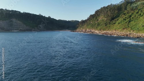 Aerial view of the Atlantic Ocean coast in Asturias, Spain