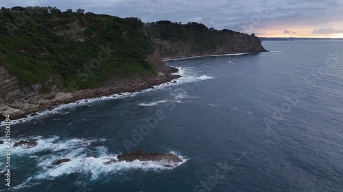 Aerial view of a rugged coastline in Asturias