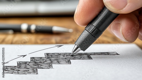 Hand draws a diagram on paper with a pen