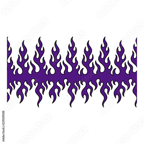 Purple Symmetrical Fire Flame Border Vector Graphic