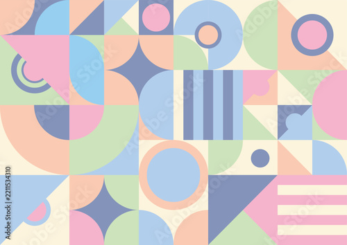Soft Pastel Geometric Background with Retro Abstract Shapes