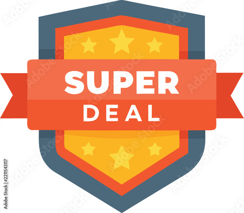 Super deal badge label with stars and shield icon Vector