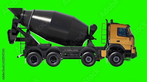 Concrete Mixer Truck Side View