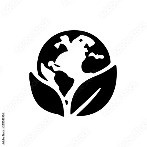 Earth Globe with Leaves Eco Friendly Environment Icon