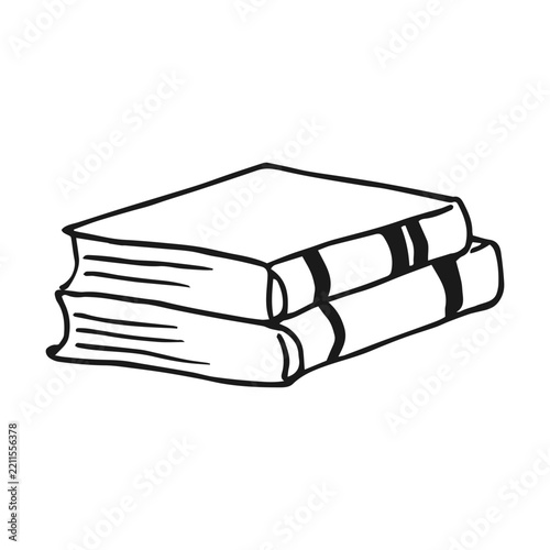 Pile of books. Book icon. Hand drawn illustration.