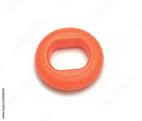 Orange rubber ring hand expander for grip strength