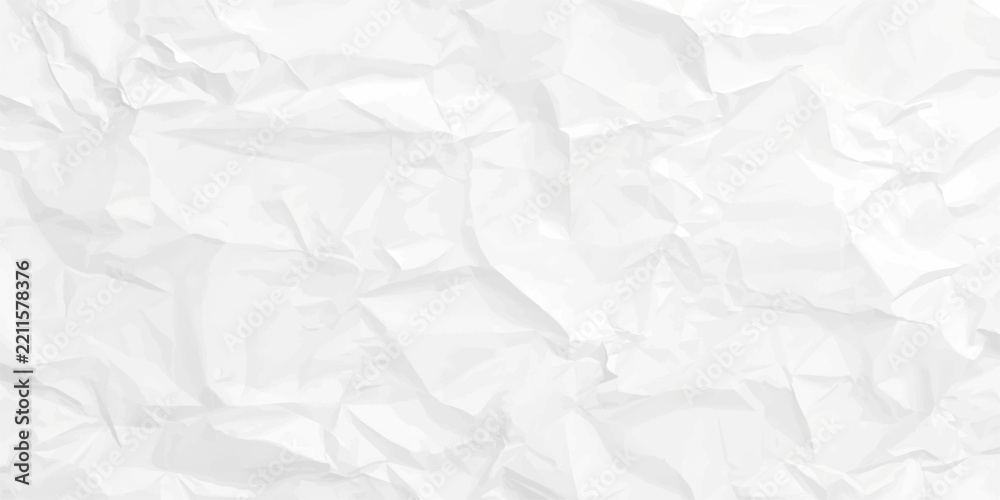 Fototapeta premium White folded and crumpled paper texture background with detailed wrinkles, soft gray creased sheet surface and abstract blank material for templates and creative design use.