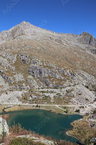 Small alpine lake surrounded by the Brenta Dolomites in Trentino, Italy