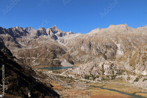 Small alpine lake surrounded by the Brenta Dolomites in Trentino, Italy
