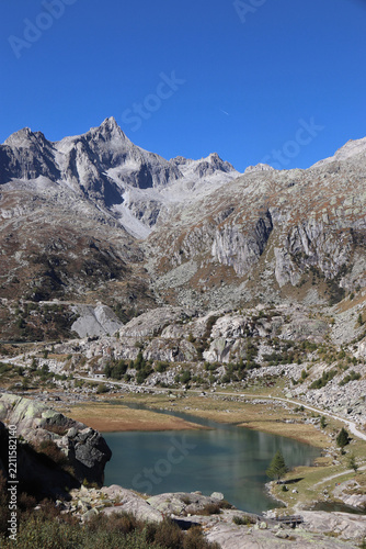 Small alpine lake surrounded by the Brenta Dolomites in Trentino, Italy