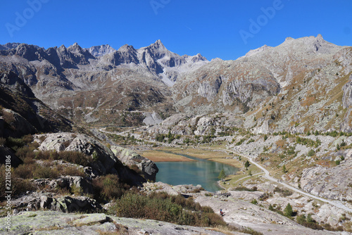 Small alpine lake surrounded by the Brenta Dolomites in Trentino, Italy