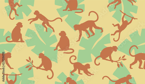 Cute monkey pattern background design