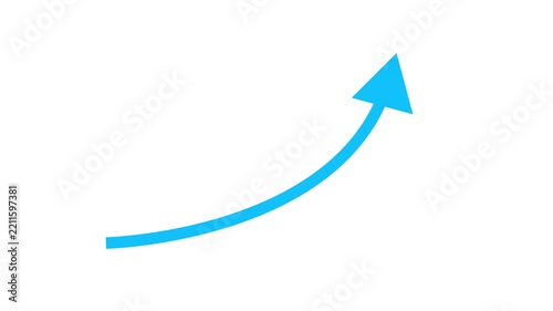 Blue curved arrow animation pointing upward representing financial growth and success progress