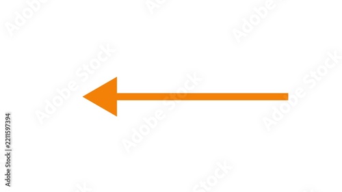 Orange arrow pointing left animation moving from right to left on clean white background