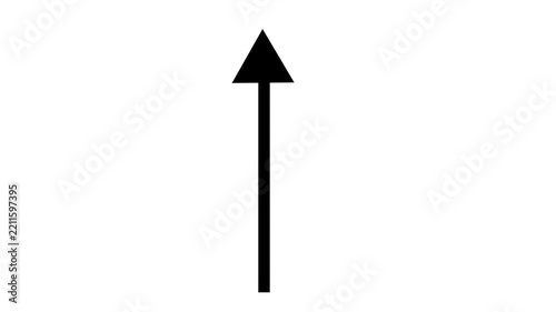 Minimalist black arrow growing upwards on clean white background representing steady growth