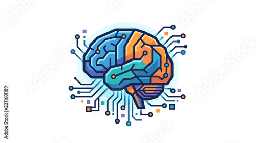 Fotografie Digital Brain Circuit Board Technology Concept