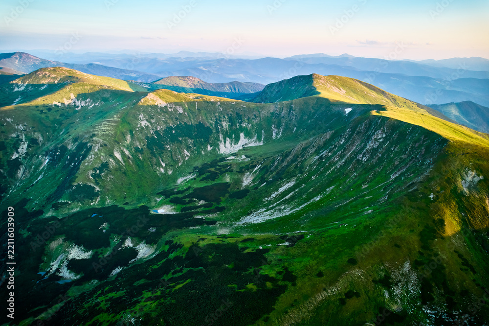 Obraz premium Aerial view of mountain hills