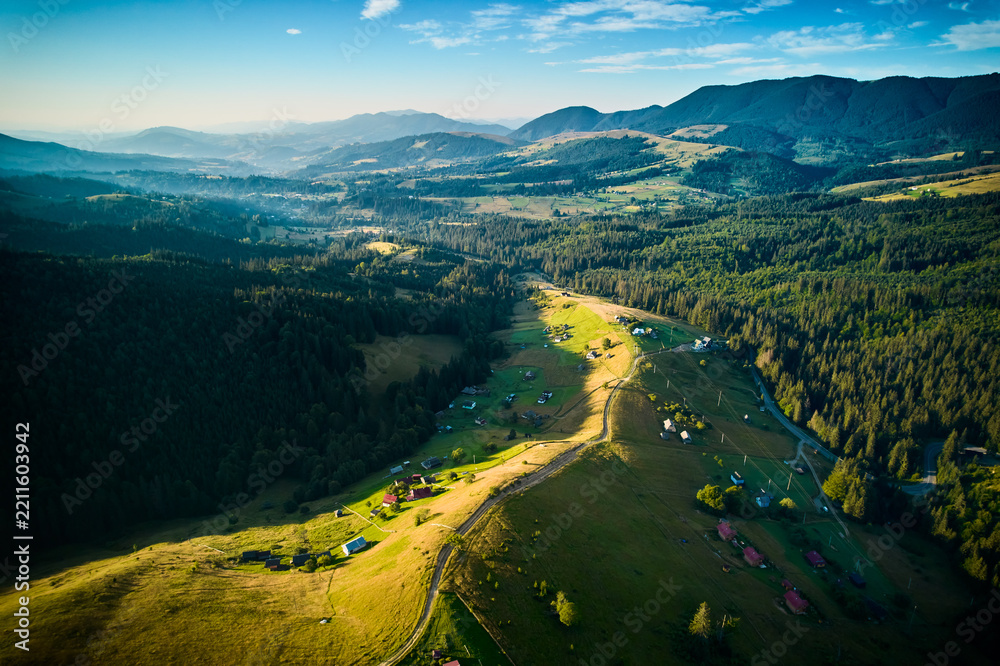Obraz premium Aerial view of mountain hills