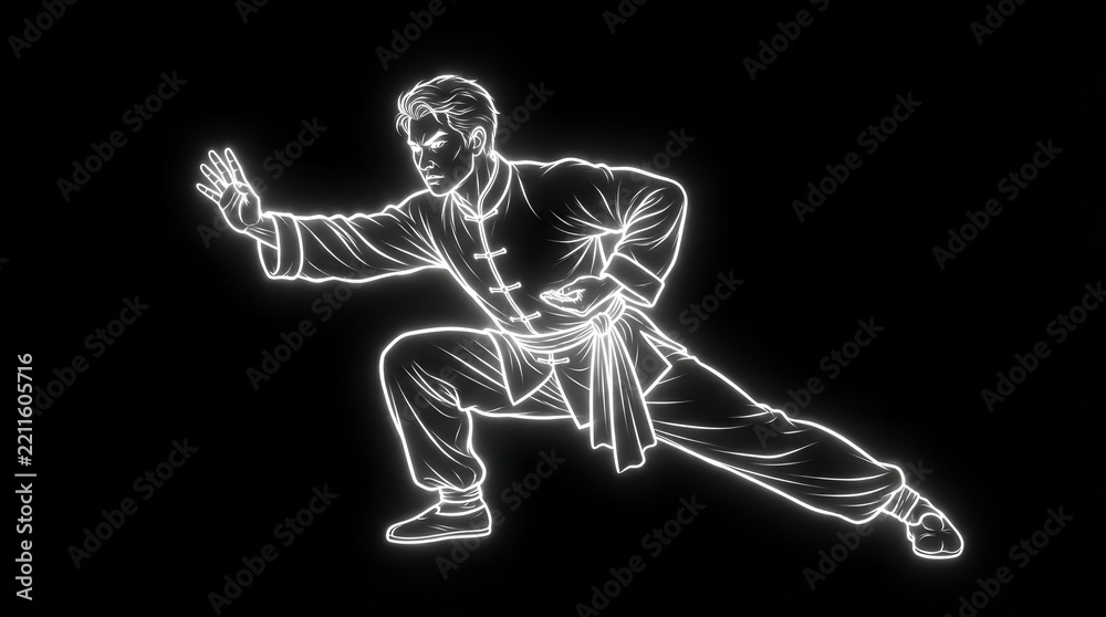 Fototapeta premium Martial artist performing dynamic fighting stance