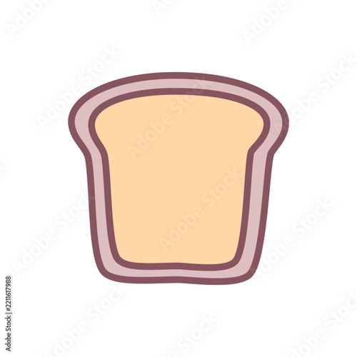 Cute toast slice icon. Single slice with a lightly browned outer edge and smooth center, drawn with rounded lines on white background. Vector 10 EPS.