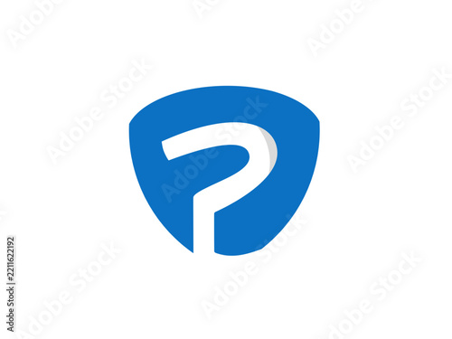 Letter p logo or shield question mark
