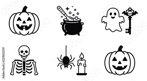 Set of halloween flat vector icons