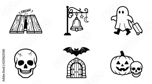 Set of halloween themed vector icons