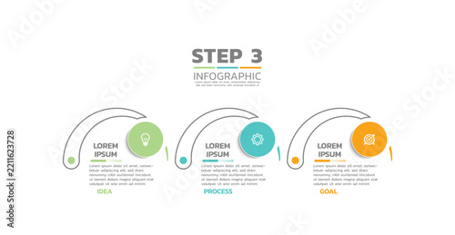 Presentation business abstract background infographic template colorful step 3
