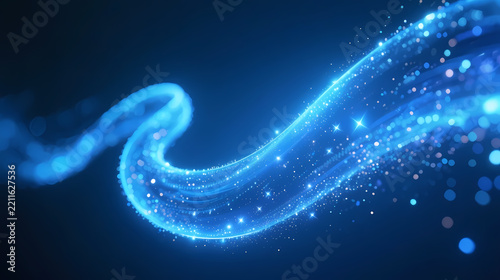 Blue glowing ribbon in dark space