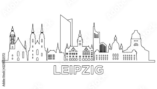 Leipzig Skyline Vector Illustration - Minimalist Line Art Cityscape Outline of Leipzig Germany