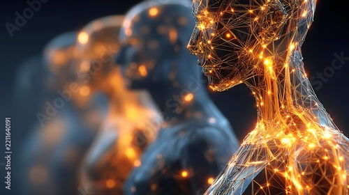 Human figure with glowing lines depicting an abstract machine learning training process