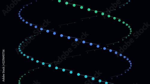 Synthetic Polymerase quantum triple helix & gene splicing matrix stock motion video rendered with NEON CYBER CYAN cybernetic genetics aesthetics. Ideal for genetics laboratory visualizers