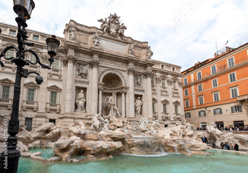 Photography Famous Trevi Fountain In Rome, Italy
