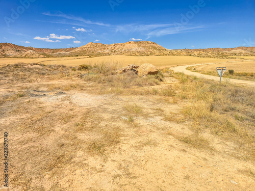 The Bardenas Reales natural park in southeast Navarre, Spain