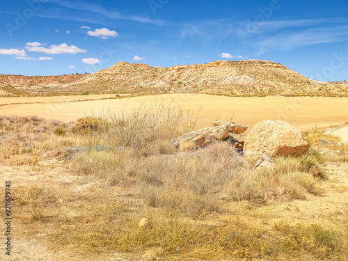 The Bardenas Reales natural park in southeast Navarre, Spain