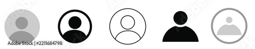 Minimalist default user avatar icon set in neutral gray tones, perfect for profile placeholders, account images, social media, web design, UI/UX, and available as a vector 
