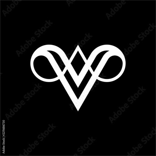 Elegant dual-line letter V monogram blending into continuous infinity loops. Perfect for luxury real estate, finance, creative agencies, plus tech.