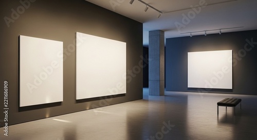 Modern Art Gallery with White Canvases
