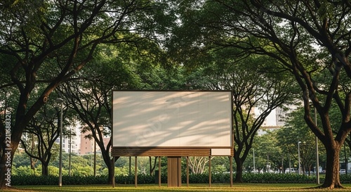 Blank Billboard in Park Setting
