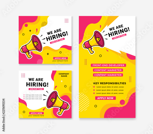 We Are Hiring Job Vacancy Recruitment Banner Template Set for Social Media Post
