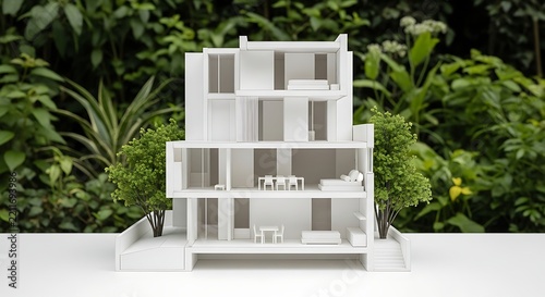 Architectural model of a modern multistory residential building