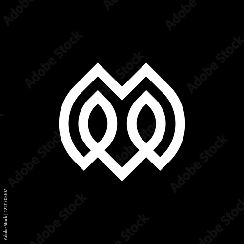 Futuristic MV or VM monogram merging organic leaf motifs with bold geometric letter lines. Ideal for eco technology, botanical beauty, sustainable fashion, plus green energy enterprises.